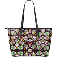 Thumbnail for Awesome Sugar Skulls - Large Leather Tote Bag - JaZazzy 