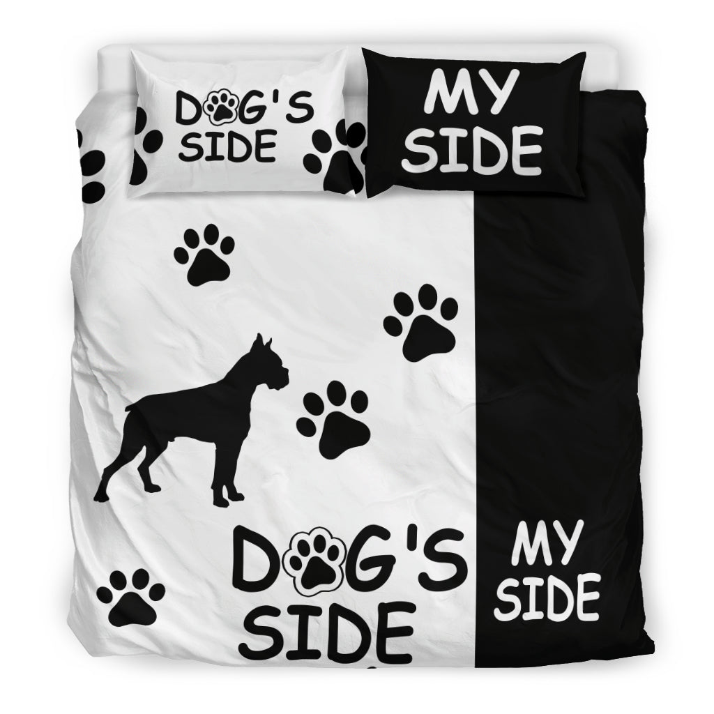 Boxer Dog's Side My Side Bedding Set-White/Black - JaZazzy 