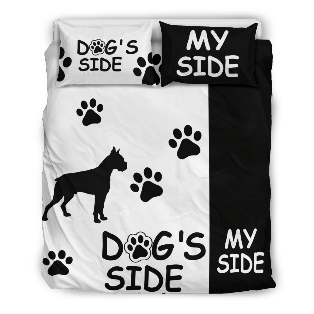 Boxer Dog's Side My Side Bedding Set-White/Black - JaZazzy 