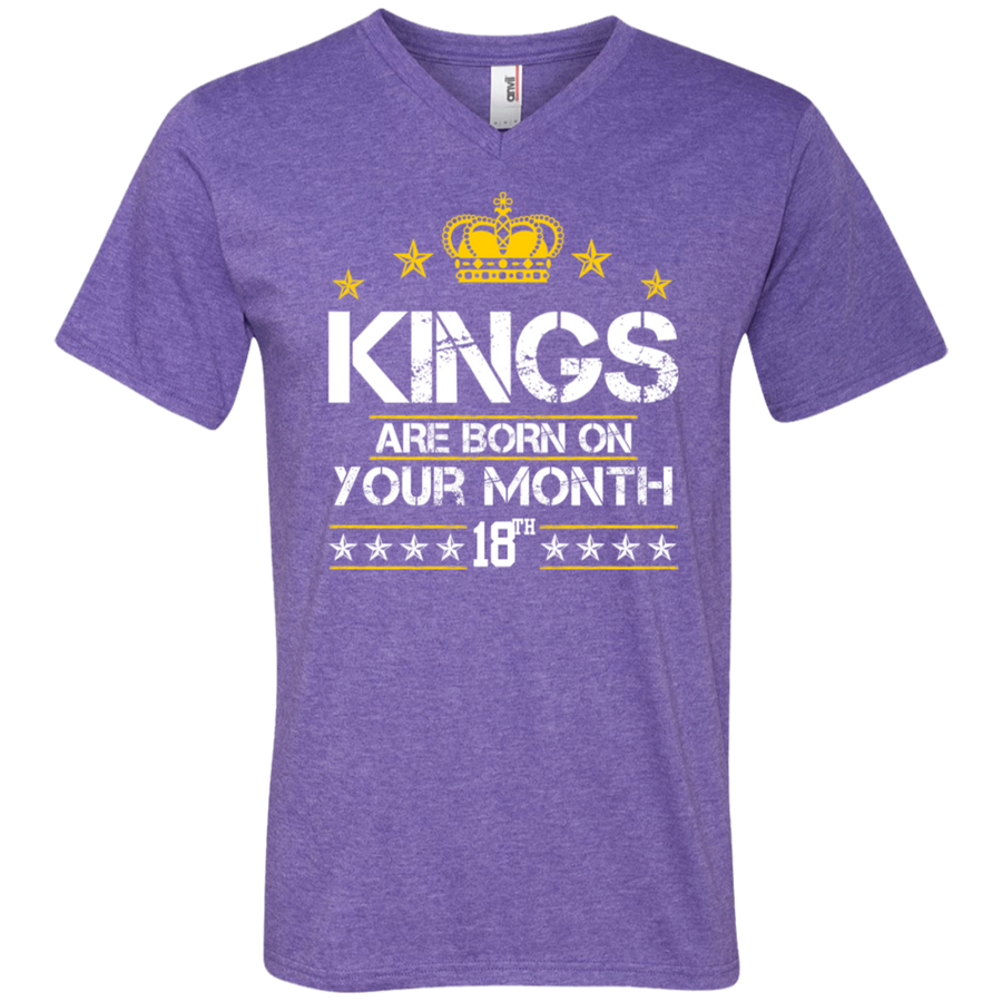 Men's V-Neck T-Shirt-Kings are Born On (your month/date) - JaZazzy