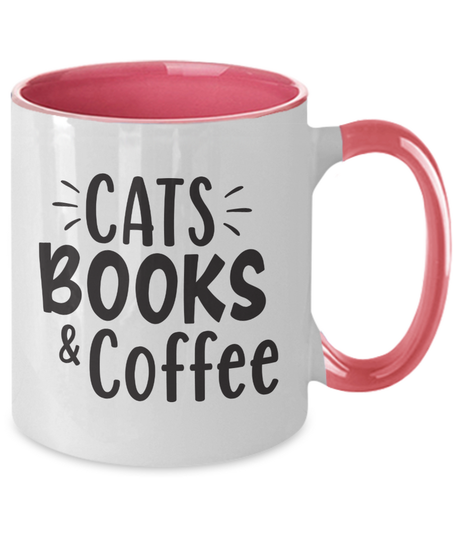 Cats, books and coffee-Two Tone Mug 01