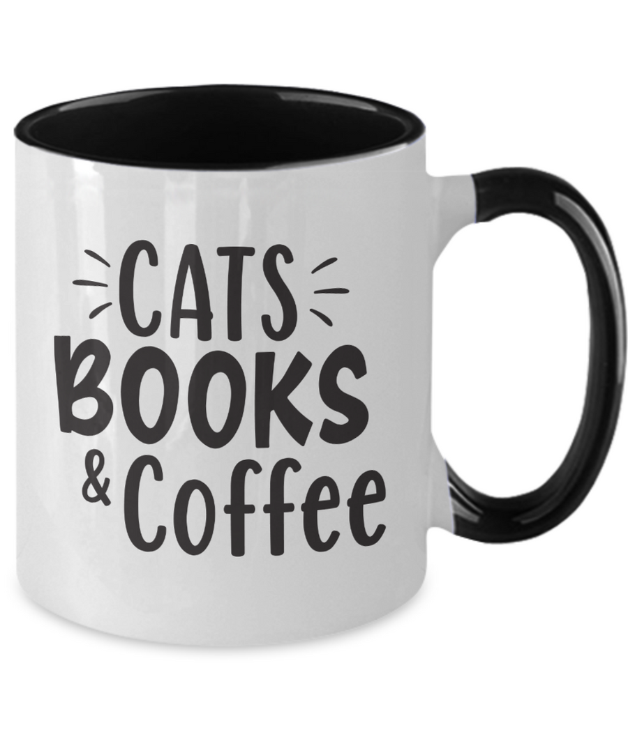 Cats, books and coffee-Two Tone Mug 01