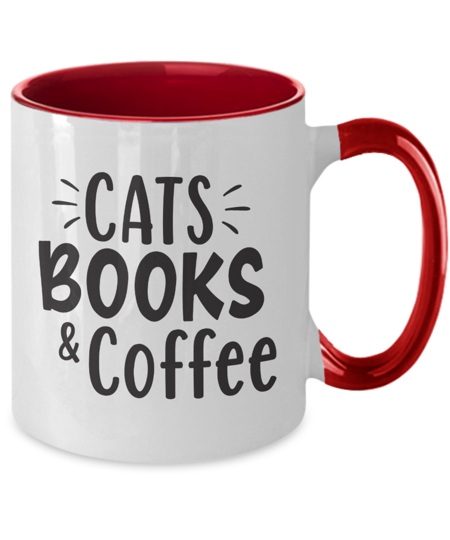 Cats, books and coffee-Two Tone Mug 01