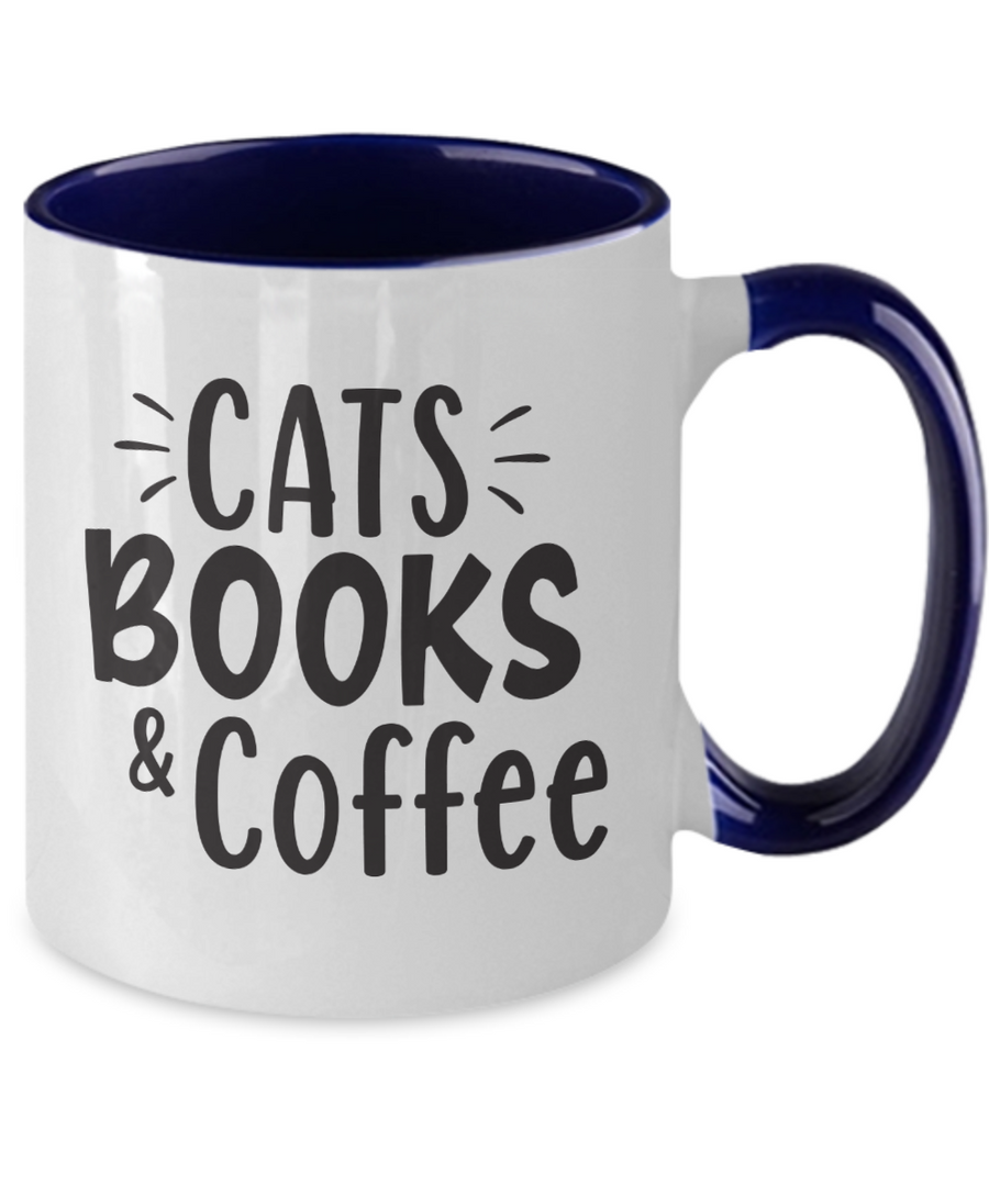 Cats, books and coffee-Two Tone Mug 01