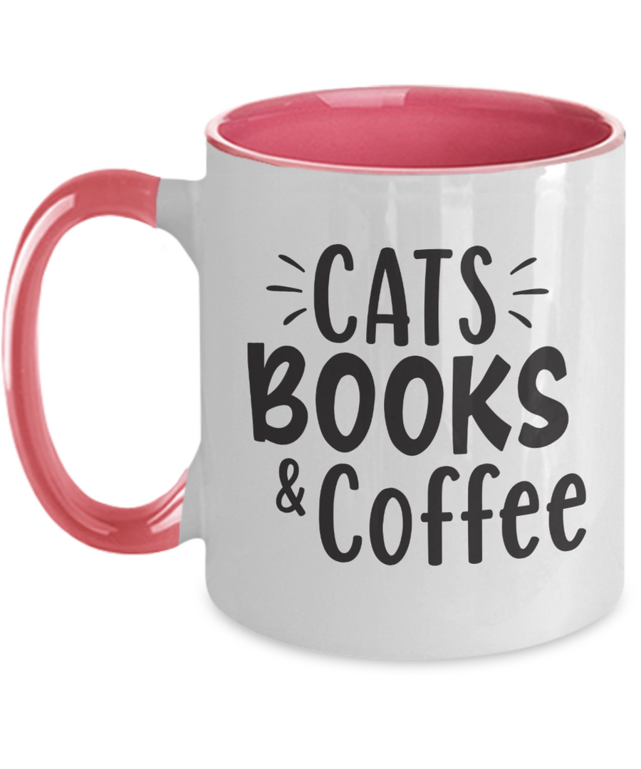 Cats, books and coffee-Two Tone Mug 01