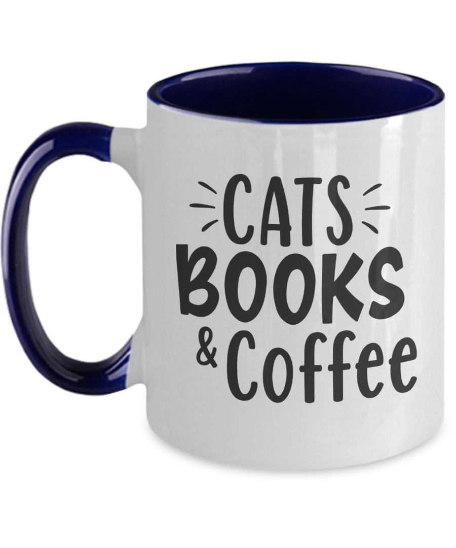 Cats, books and coffee-Two Tone Mug 01