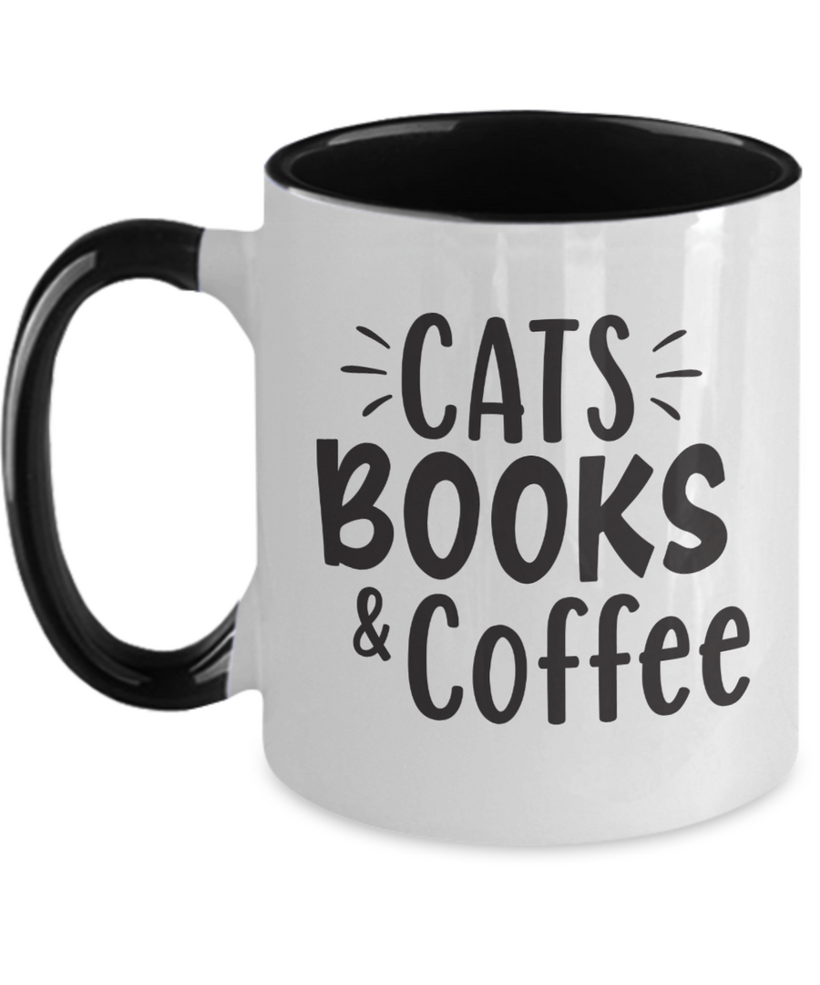 Cats, books and coffee-Two Tone Mug 01
