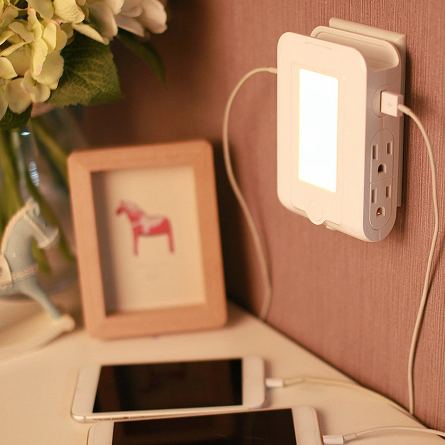 Bedside Nightlight Multi-functional -Charger- LED Light Sensor Lamp - JaZazzy