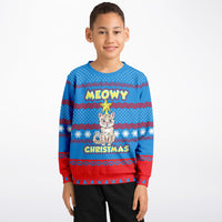 Thumbnail for Meowy Ugly Christmas Fashion Youth Sweatshirt – Youth AOP
