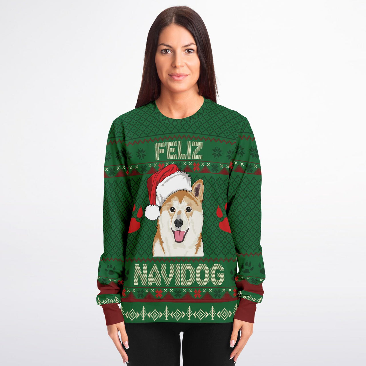 Feliz Navidog - Ugly Christmas Shiba Inu Athletic Sweatshirt - AOP