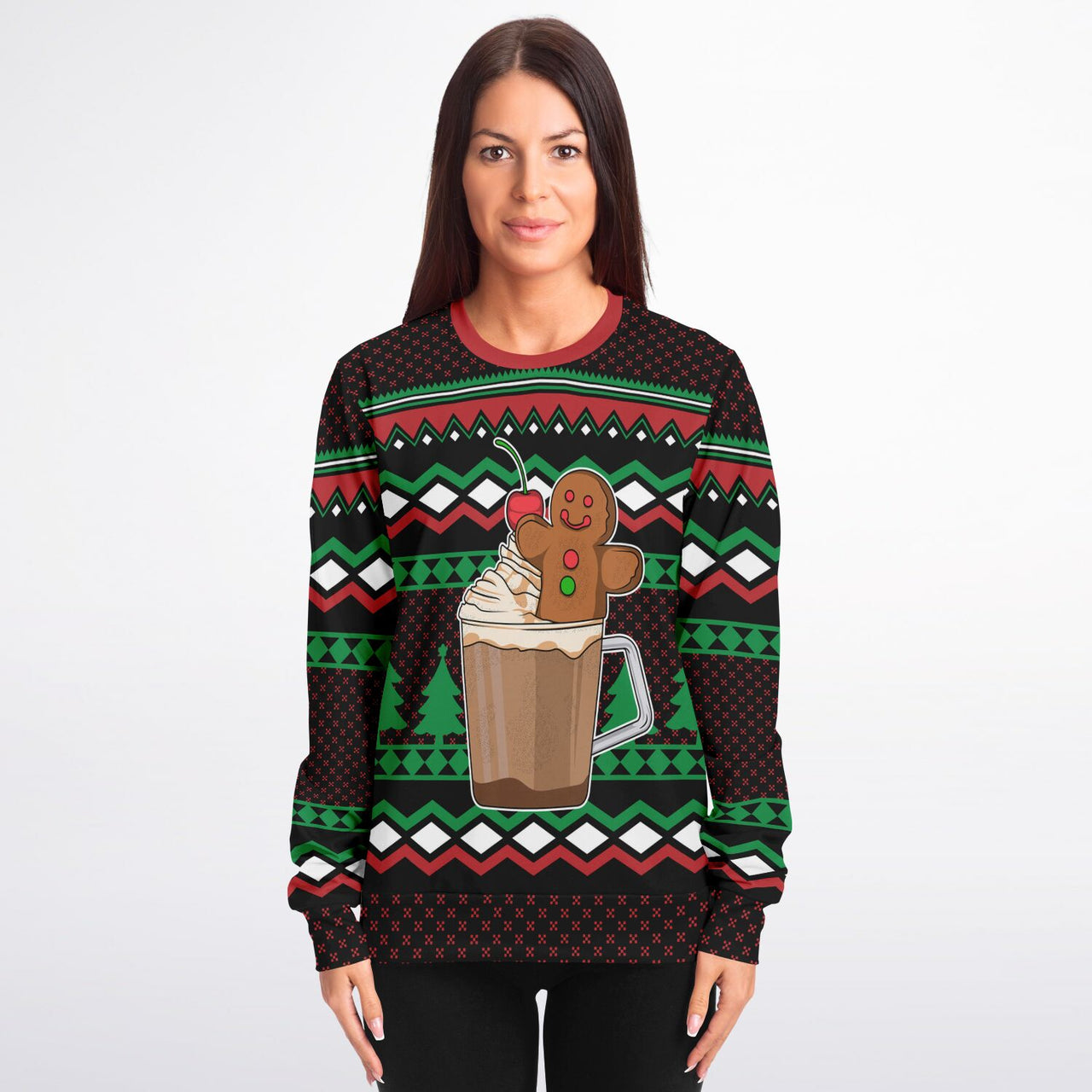 Gingerbread in a Cup, Ugly Christmas Fashion Sweatshirt - AOP