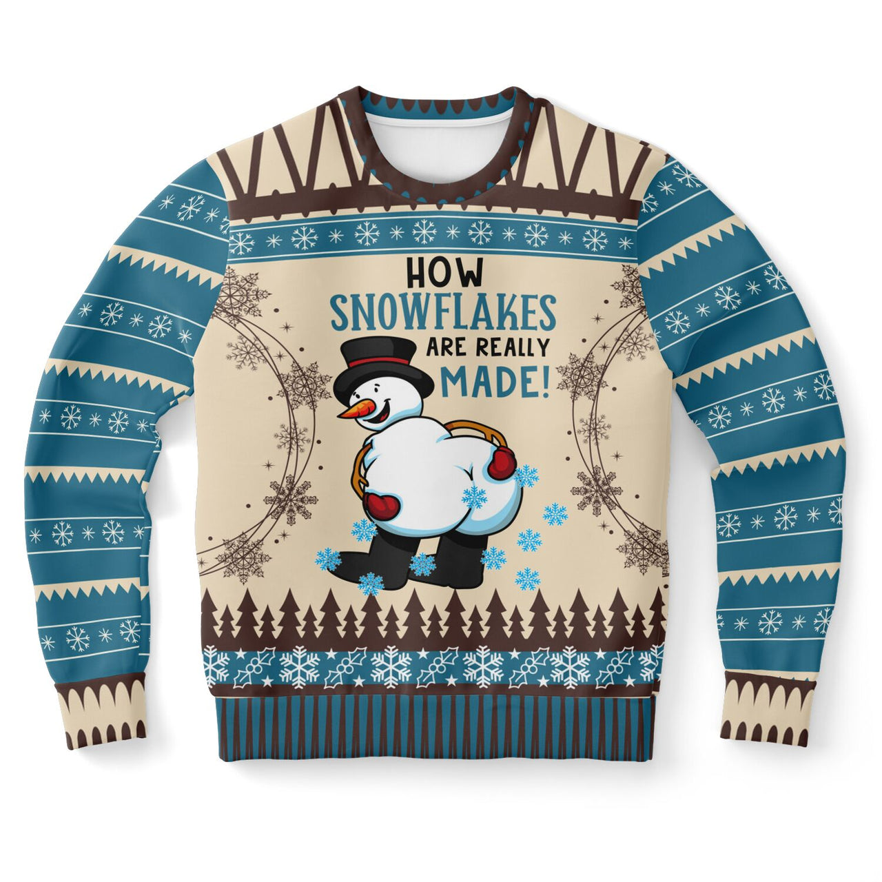 how snowflakes are made, ugly sweatshirt. Shirt front