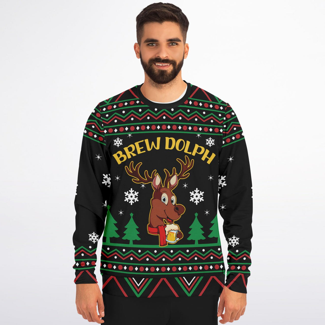 Brewdolph the Reindeer Fashion Ugly Christmas Sweatshirt - AOP