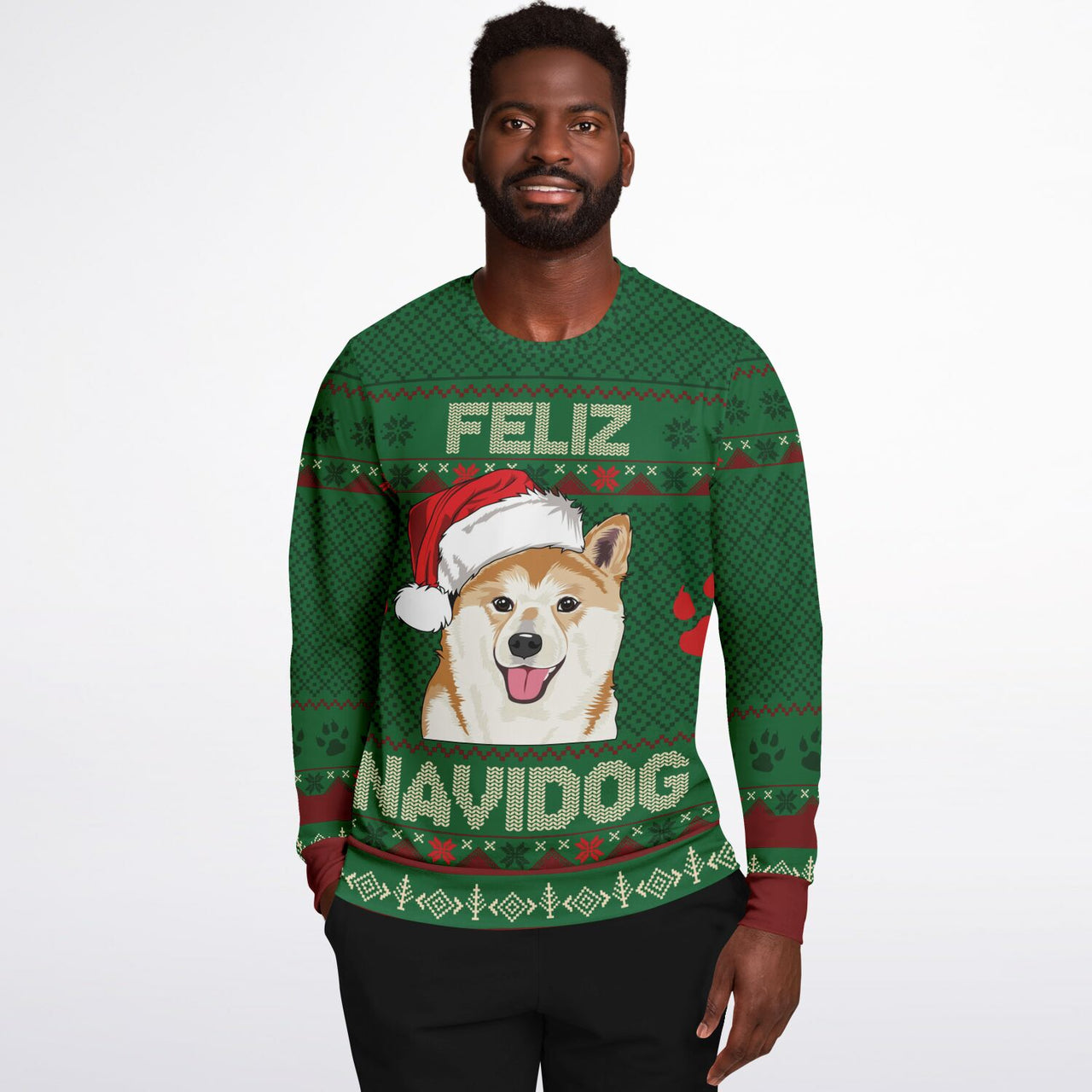 Feliz Navidog - Ugly Christmas Shiba Inu Athletic Sweatshirt - AOP