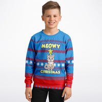Thumbnail for Meowy Ugly Christmas Fashion Youth Sweatshirt – Youth AOP