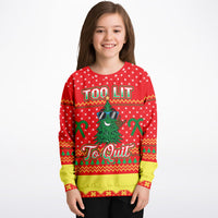 Thumbnail for Too lit to quit-Ugly Christmas Fashion Youth Sweatshirt – AOP