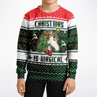 Thumbnail for Magical Unicorn Ugly Christmas Fashion Youth Sweatshirt – AOP