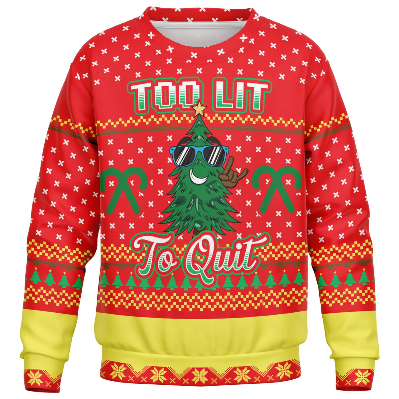 Too lit to quit-Ugly Christmas Fashion Youth Sweatshirt – AOP