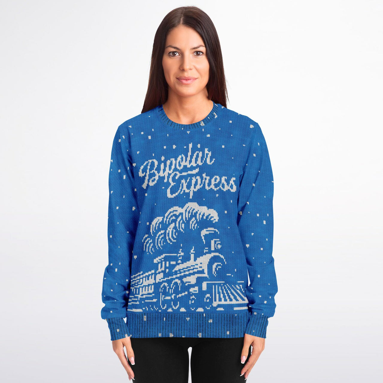 Bipolar Express Ugly Christmas Athletic Sweatshirt - Adult AOP