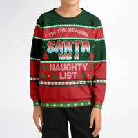 Thumbnail for Naughty List Ugly Christmas Fashion Kids/Youth Sweatshirt – AOP