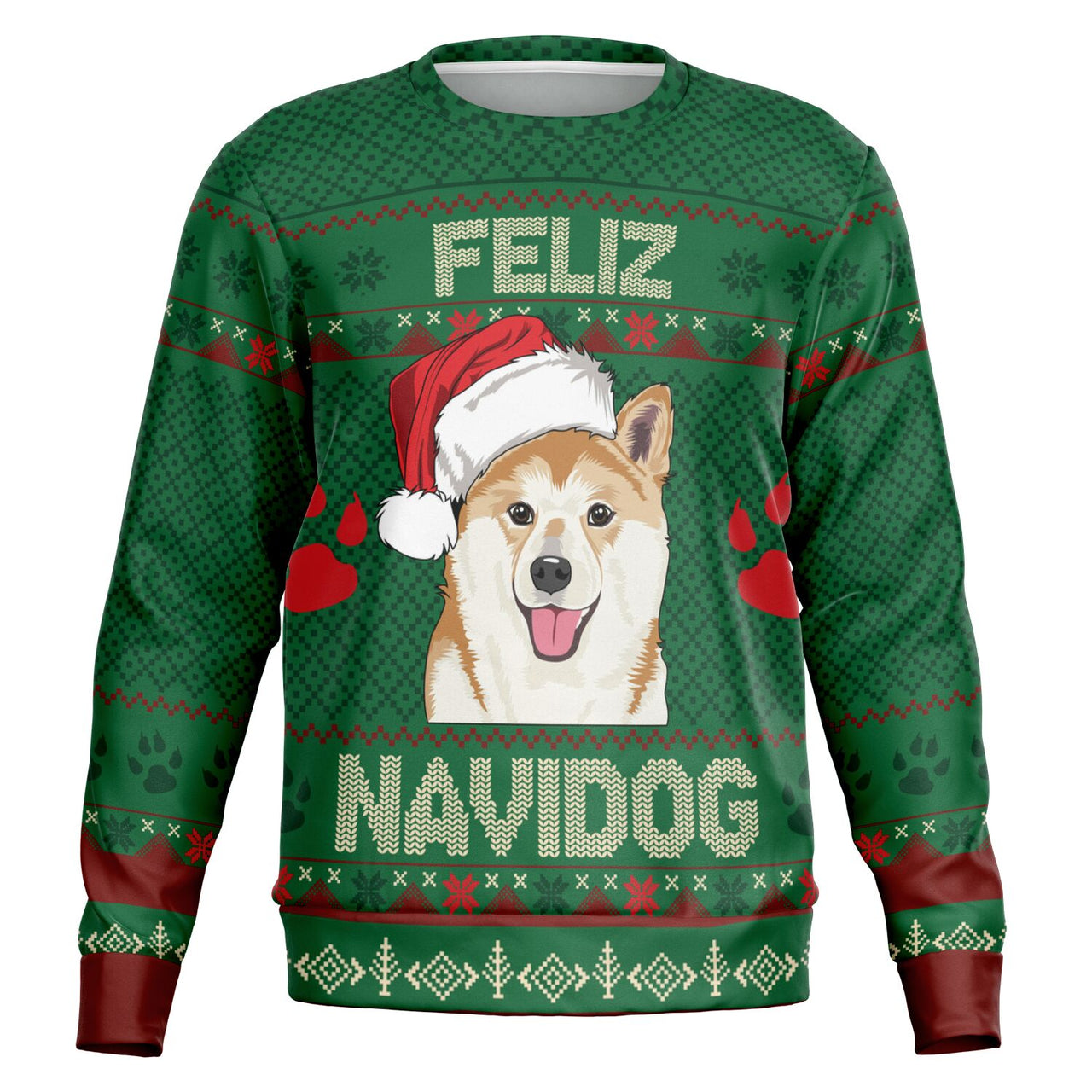 Feliz Navidog - Ugly Christmas Shiba Inu Athletic Sweatshirt - AOP