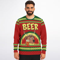 Thumbnail for Beer Deer Ugly Christmas Fashion Sweatshirt - AOP