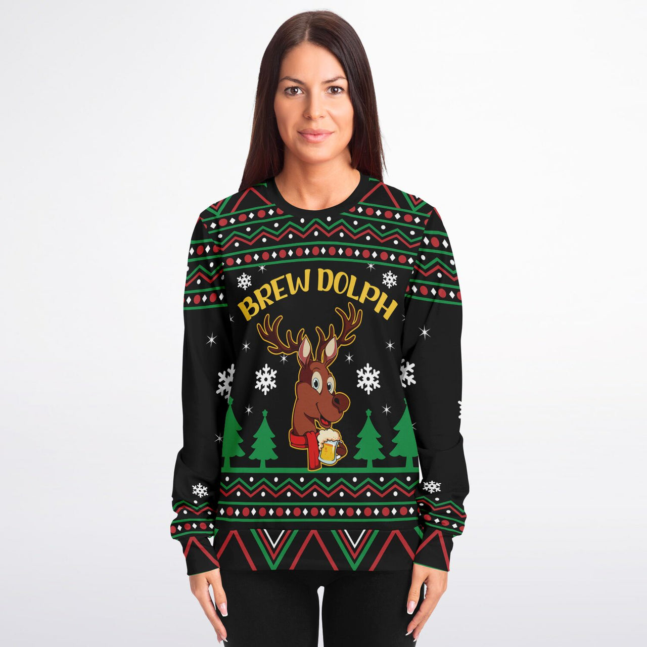 Brewdolph the Reindeer Fashion Ugly Christmas Sweatshirt - AOP