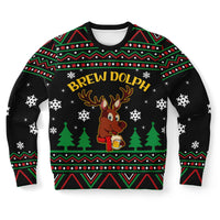 Thumbnail for Brewdolph the Reindeer Fashion Ugly Christmas Sweatshirt  design. Reindeer holding beer mug.