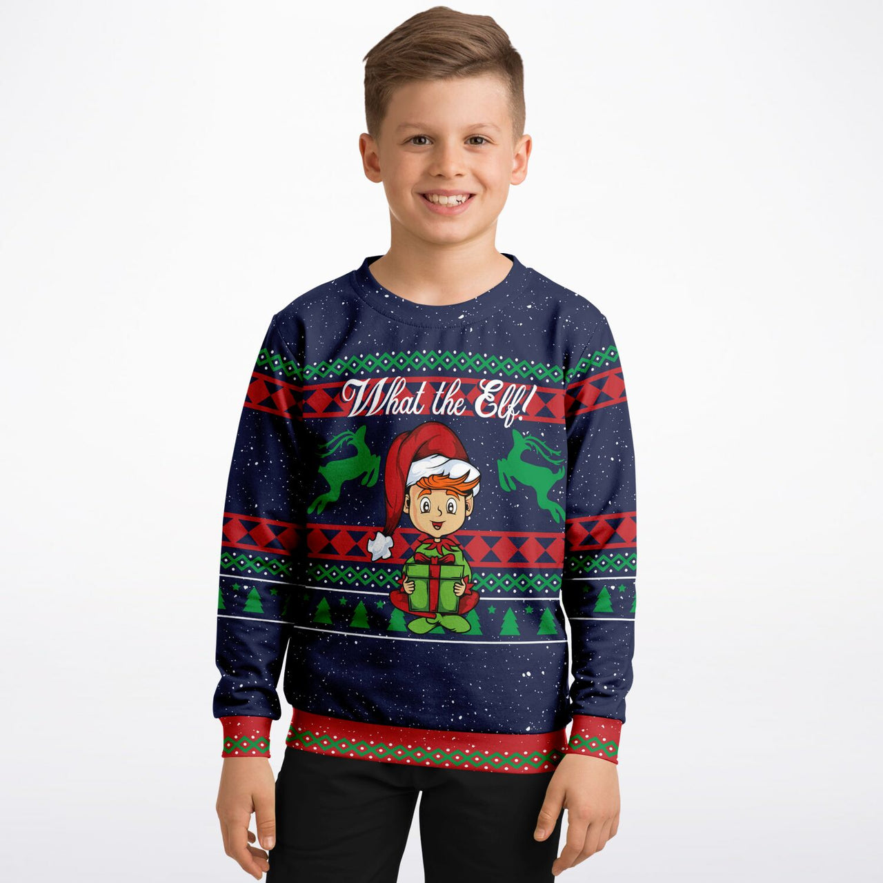 What the Elf_Athletic Kids/Youth Sweatshirt – AOP