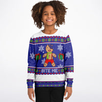 Thumbnail for Bite me Ugly Christmas Fashion Youth Sweatshirt – AOP