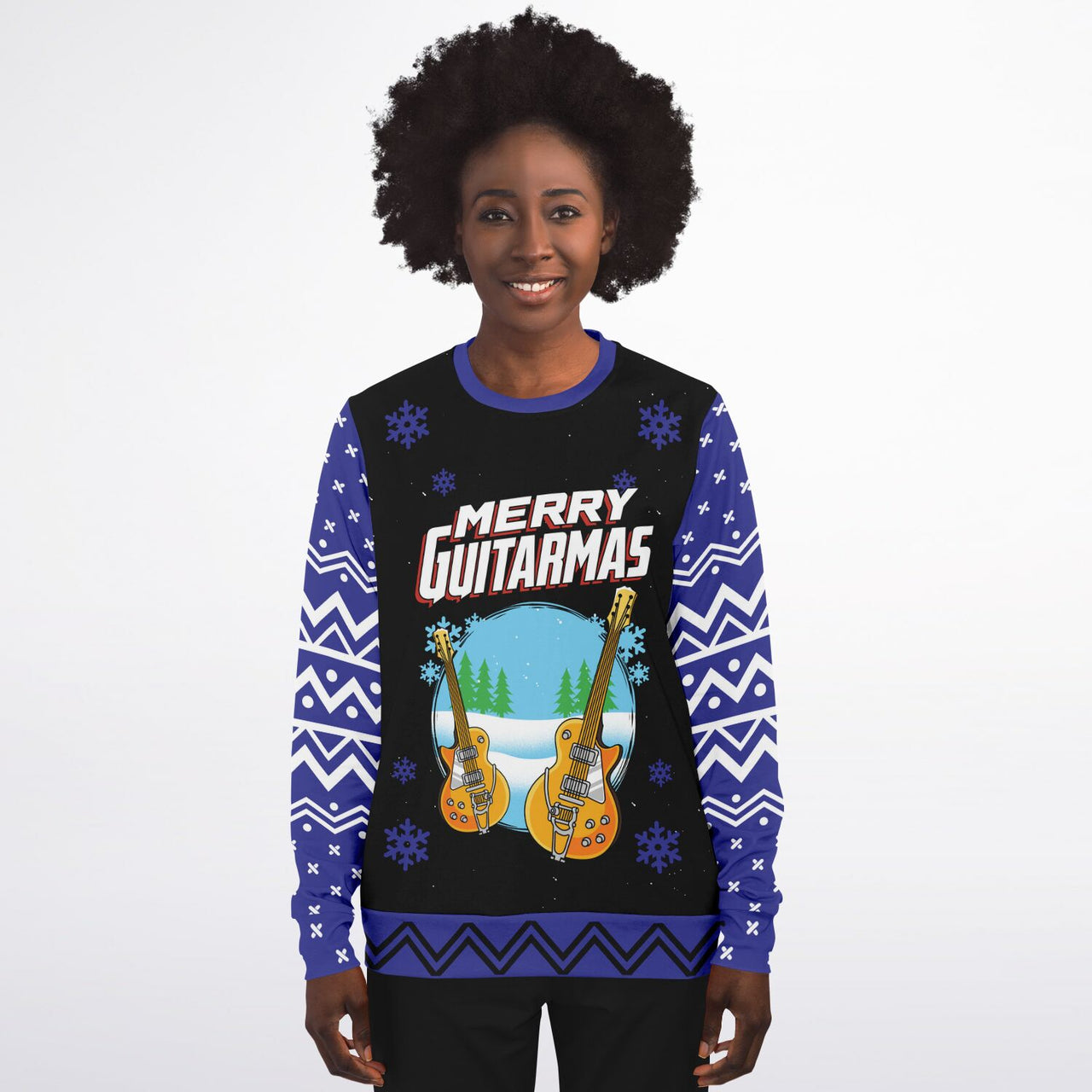 Merry Guitarmas Ugly Christmas Athletic Sweatshirt - Adult AOP