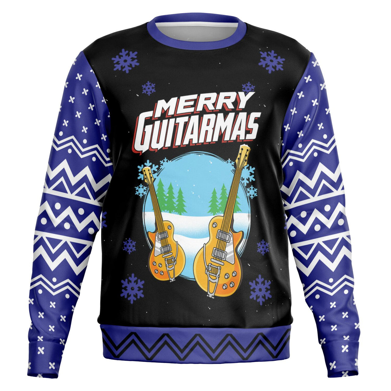 Merry Guitarmas Ugly Christmas Athletic Sweatshirt - Adult AOP