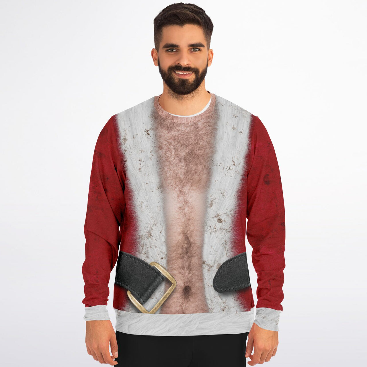 Bad Santa Ugly Christmas-Caucasian Fashion Sweatshirt - Adult AOP