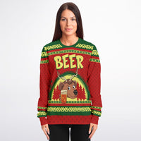 Thumbnail for Beer Deer Ugly Christmas Fashion Sweatshirt - AOP