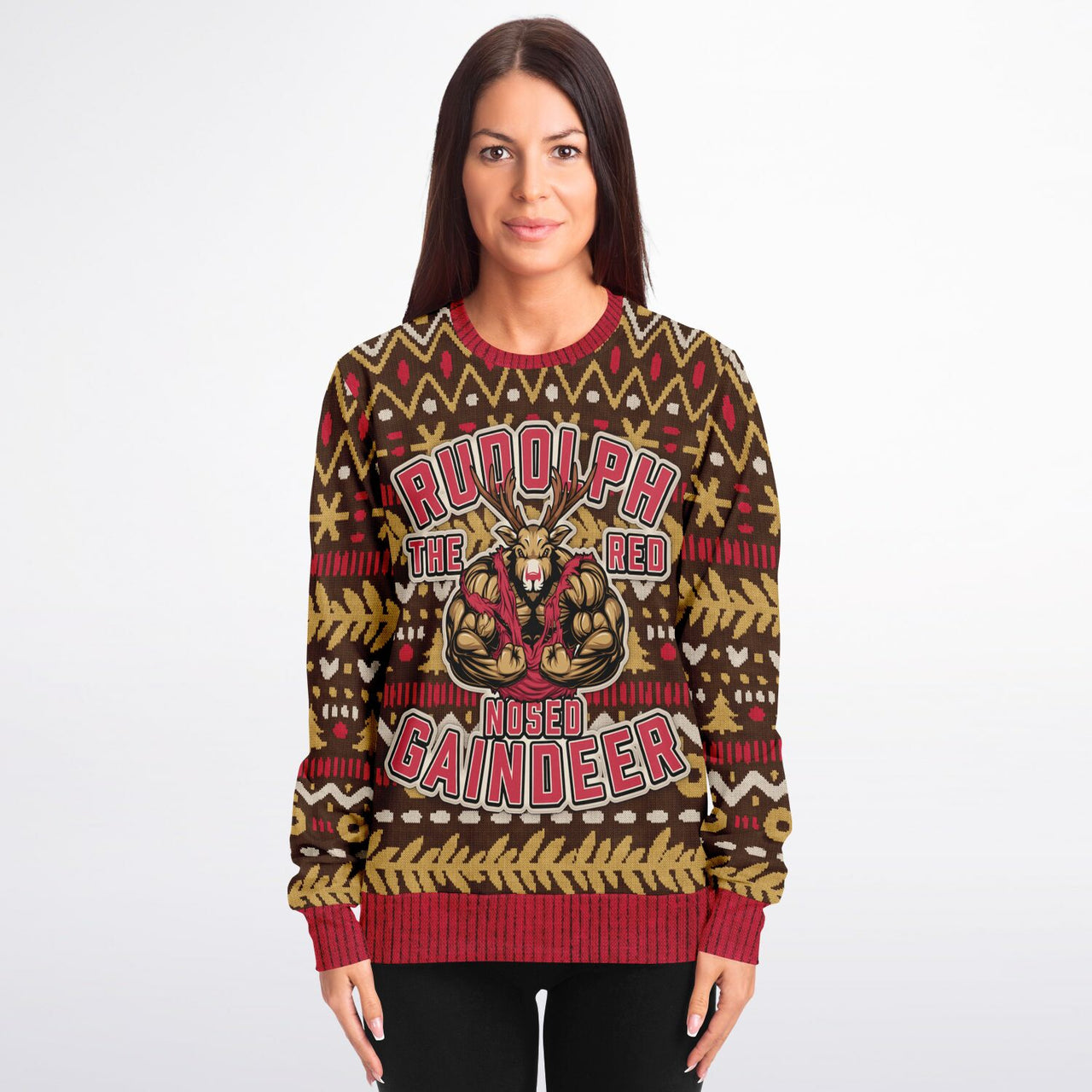 Rudolph the Red Nosed Ugly Christmas Fashion Sweatshirt - Adult AOP