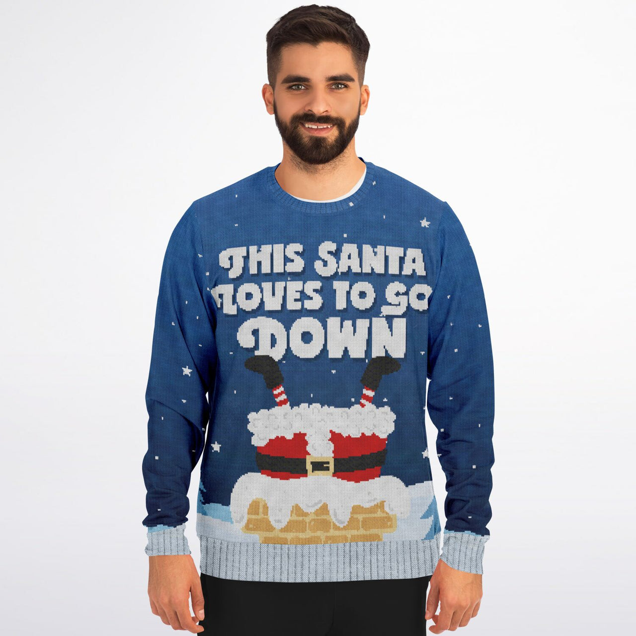 This Santa Loves To Go Down Ugly Christmas Fashion Sweatshirt - Adult AOP