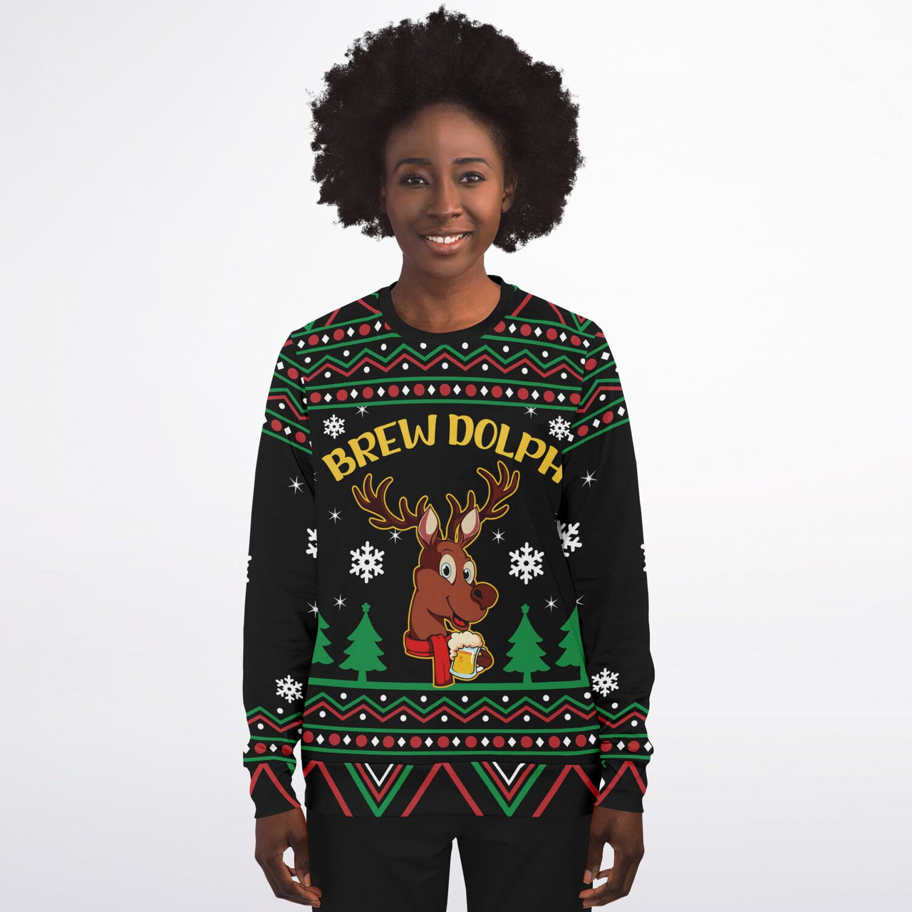 Brewdolph the Reindeer Fashion Ugly Christmas Sweatshirt - AOP