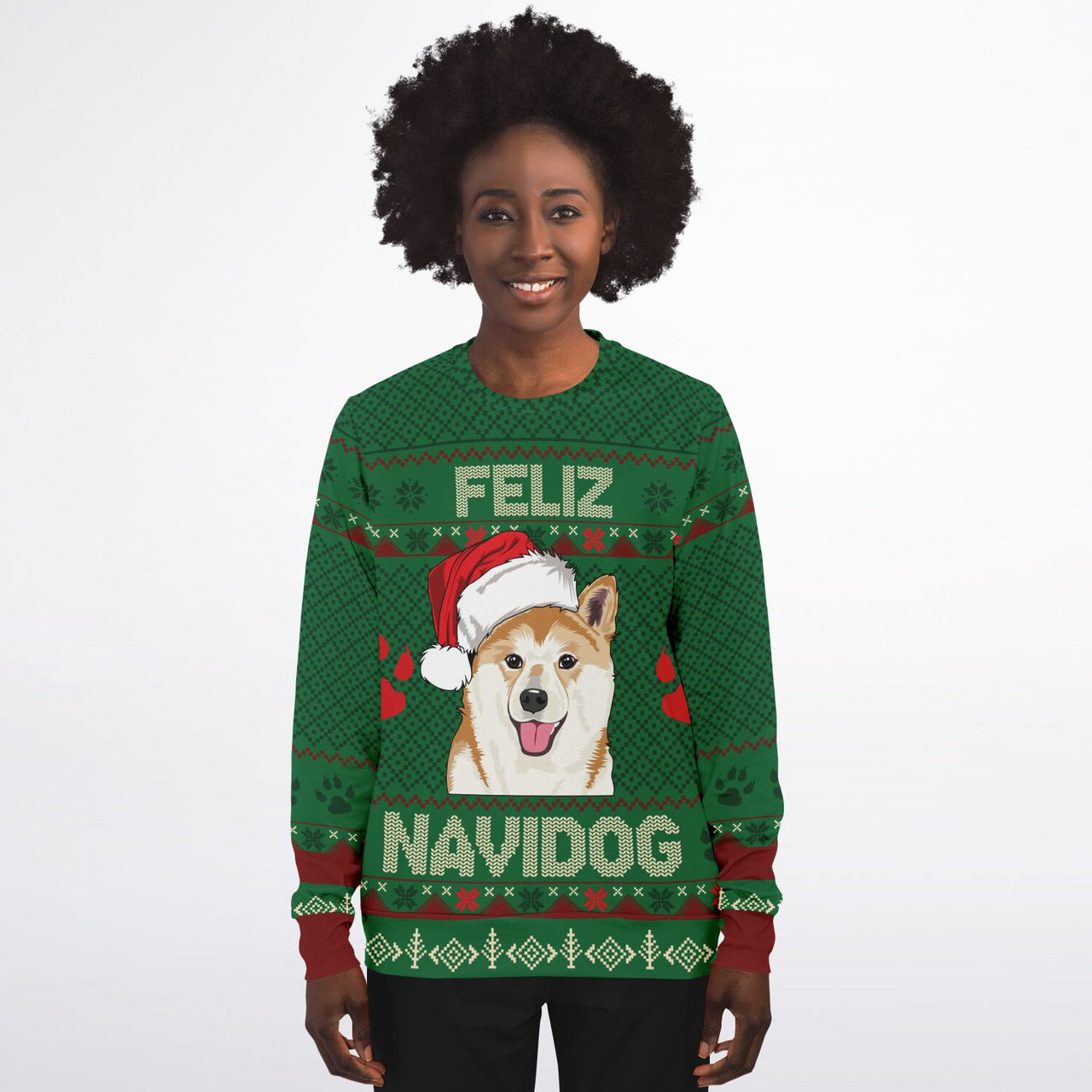 Feliz Navidog - Ugly Christmas Shiba Inu Athletic Sweatshirt - AOP