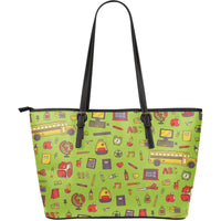 Thumbnail for Back 2 School Green Large Leather Tote Bag - JaZazzy 