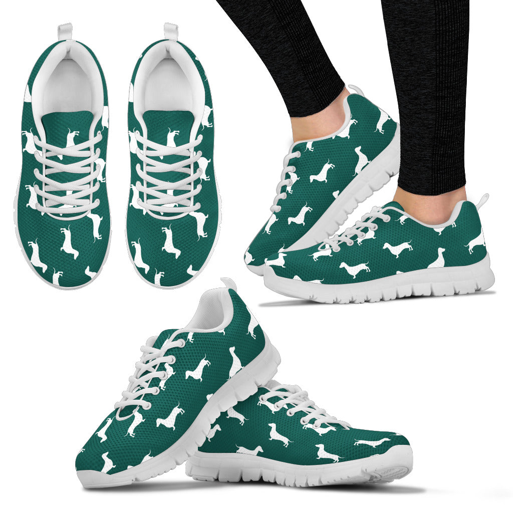 Dark green sneaker, white sole and white dachshund - JaZazzy 