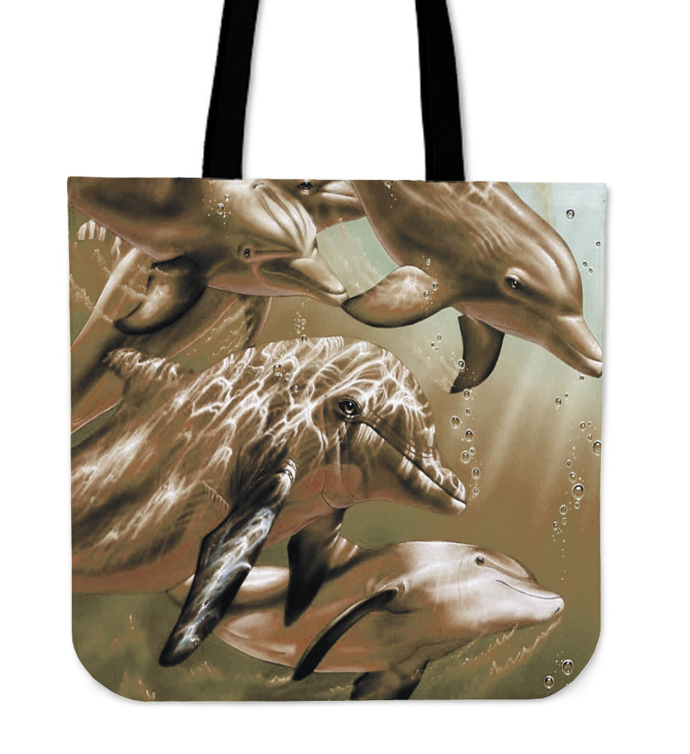 Sepia Dolphins Tote Bag - JaZazzy 