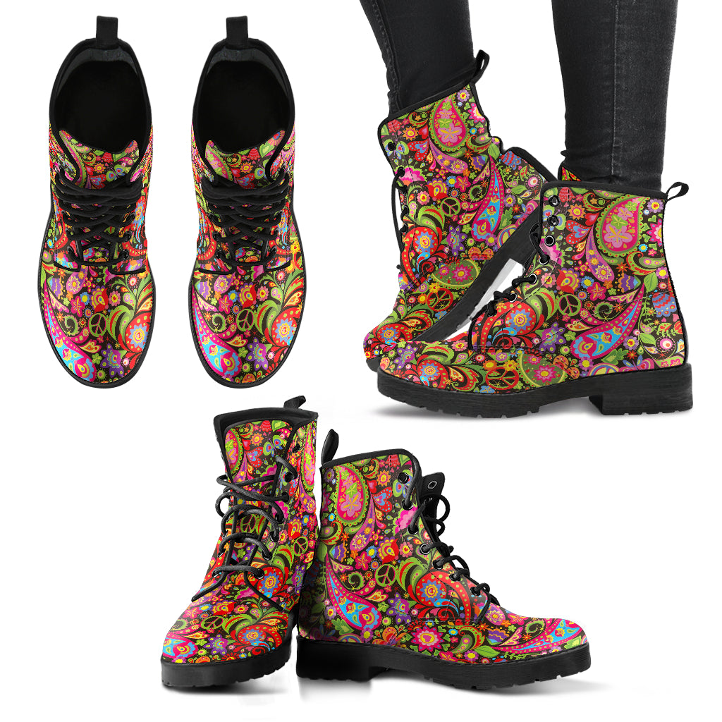 HandCrafted Colorful Peace Hippie Boots. - JaZazzy 
