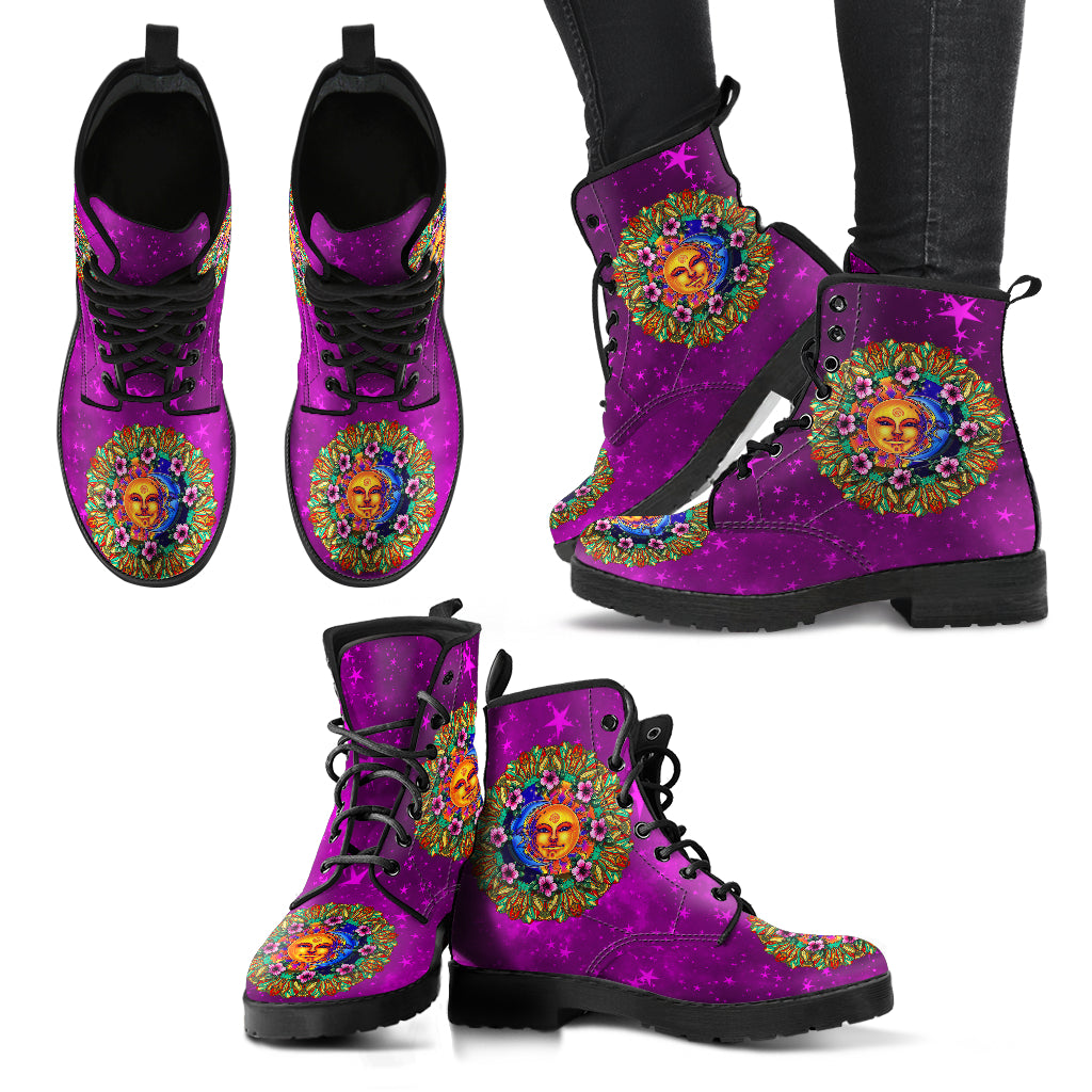 Sun & Moon Flower V1 Handcrafted Boots - JaZazzy 