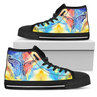 Thumbnail for Womens Colorful Butterfly Fractal High Top - JaZazzy 