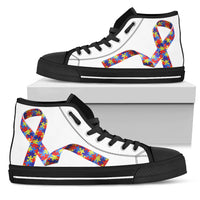 Thumbnail for Womens Autism Awareness Ribbon Puzzle High Top - JaZazzy 