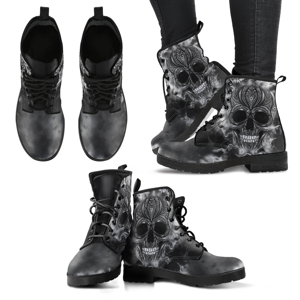 Oriental Skull Handcrafted Boots V6 - JaZazzy 