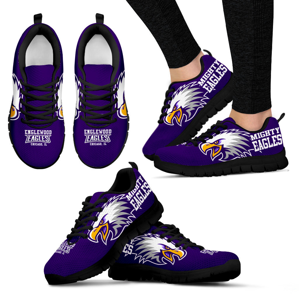 Englewood H.S. Chgo. Sneaker- Purple Eagle-Blk-Women - JaZazzy 