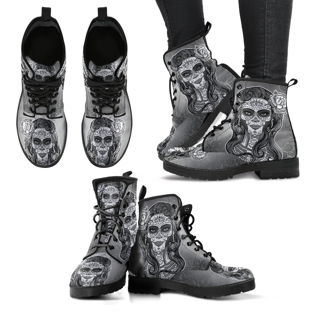 SugarSkull 3 Handcrafted Boots - JaZazzy 