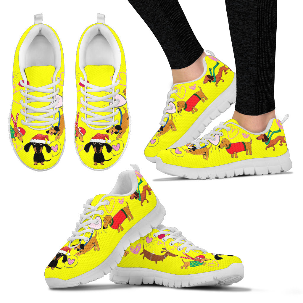Yellow sneakers with dachsund - JaZazzy 