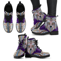 Thumbnail for HandCrafted Colorful Zendoodle Wolf Head Boots - JaZazzy 